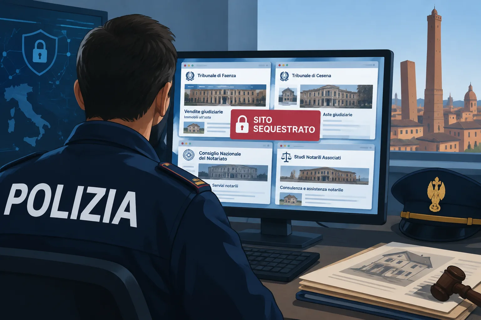 Sequestrati cinque siti usati per false aste giudiziarie, lo annuncia la Questura di Bologna