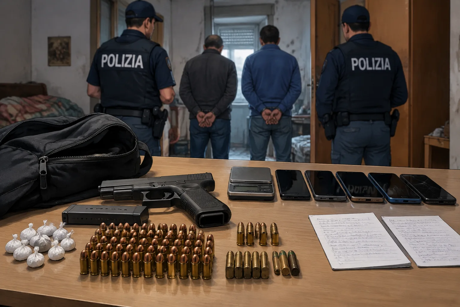 Glock rubata pronta a sparare trovata in uno zaino: due arresti al Quarticciolo