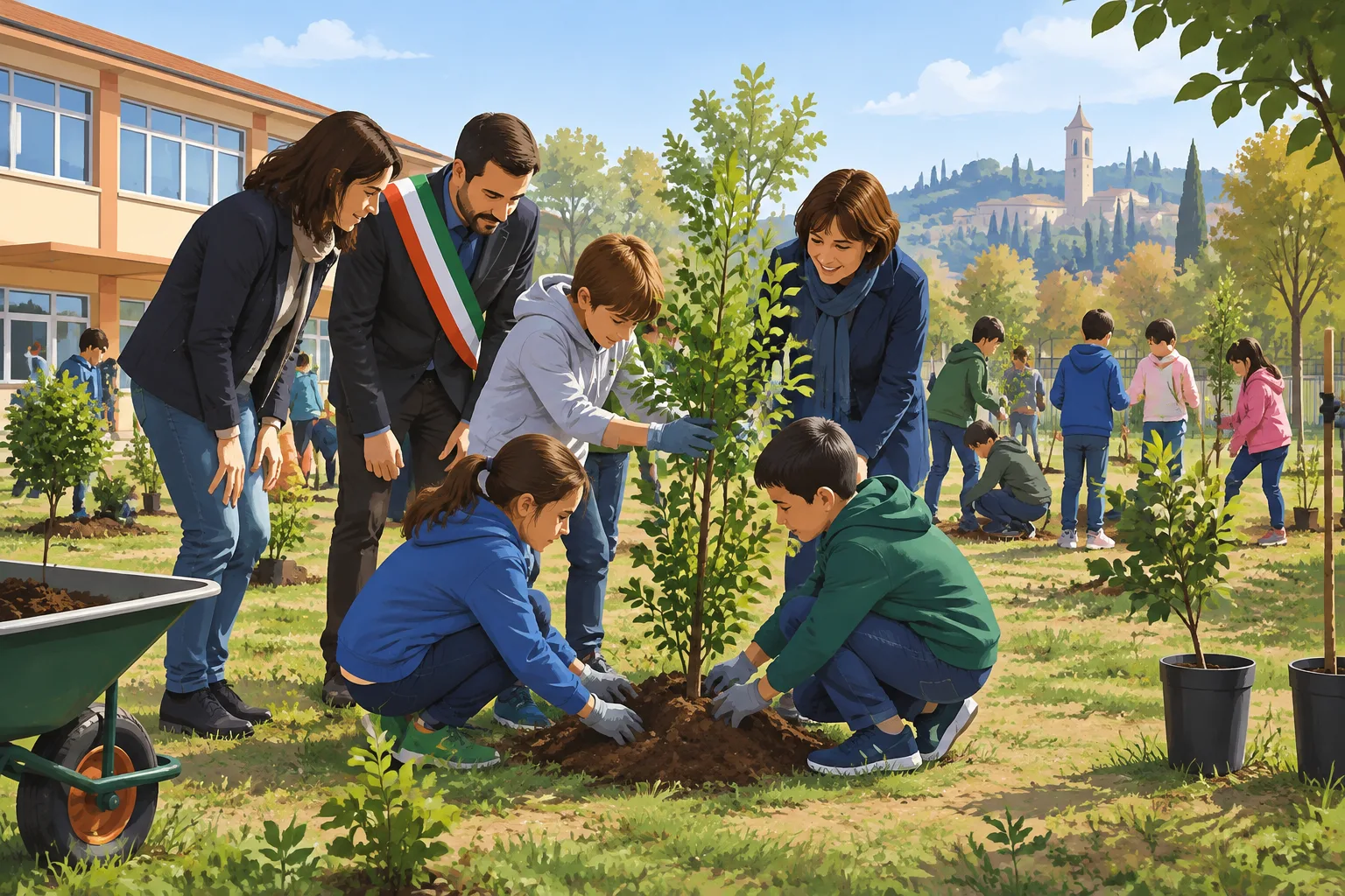 Alla primaria Michelet di Bagno a Ripoli un nuovo bosco didattico: piantati circa 30 esemplari