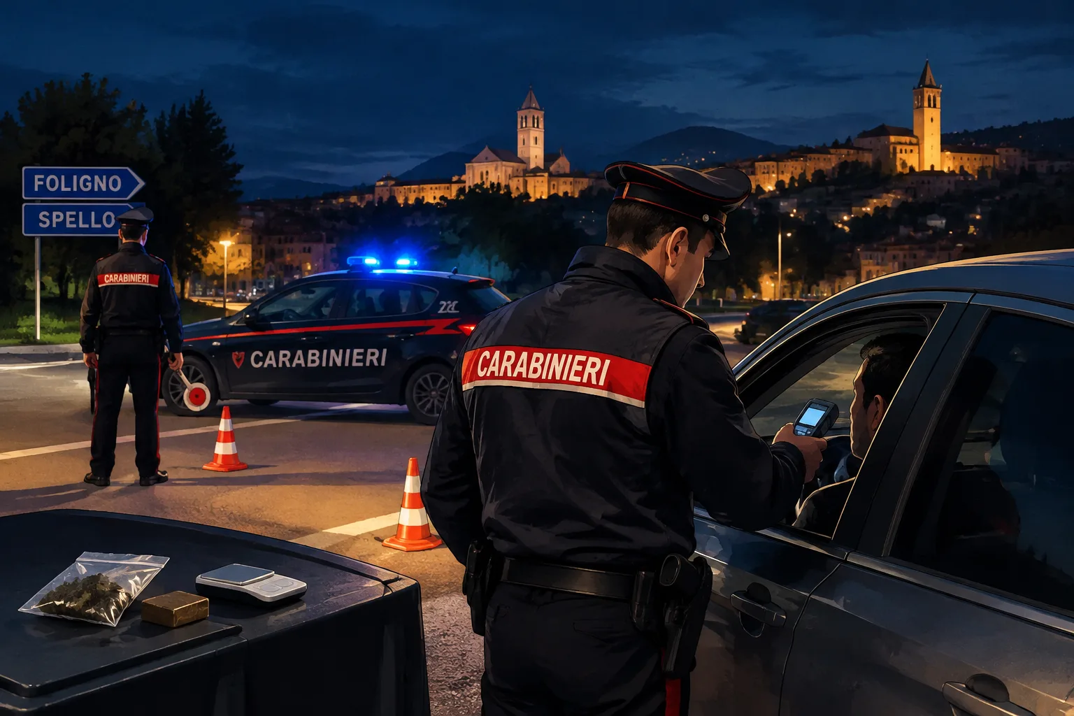 Controlli notturni a Foligno e Spello: due denunce e otto sanzioni