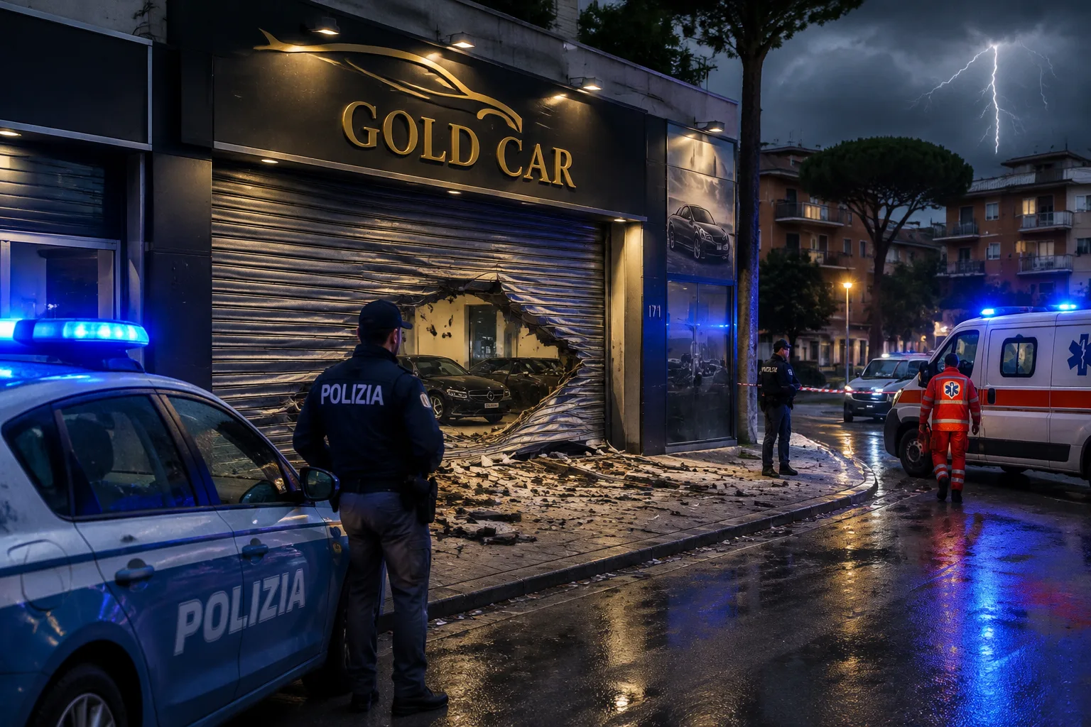 Esplosione a Centocelle: bomba carta ad alto potenziale fuori dalla concessionaria "Gold Car" in via dei Platani