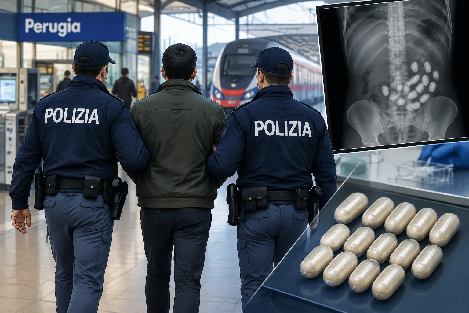 Alla stazione di Perugia arrestato uomo che aveva ingerito 14 ovuli di eroina
