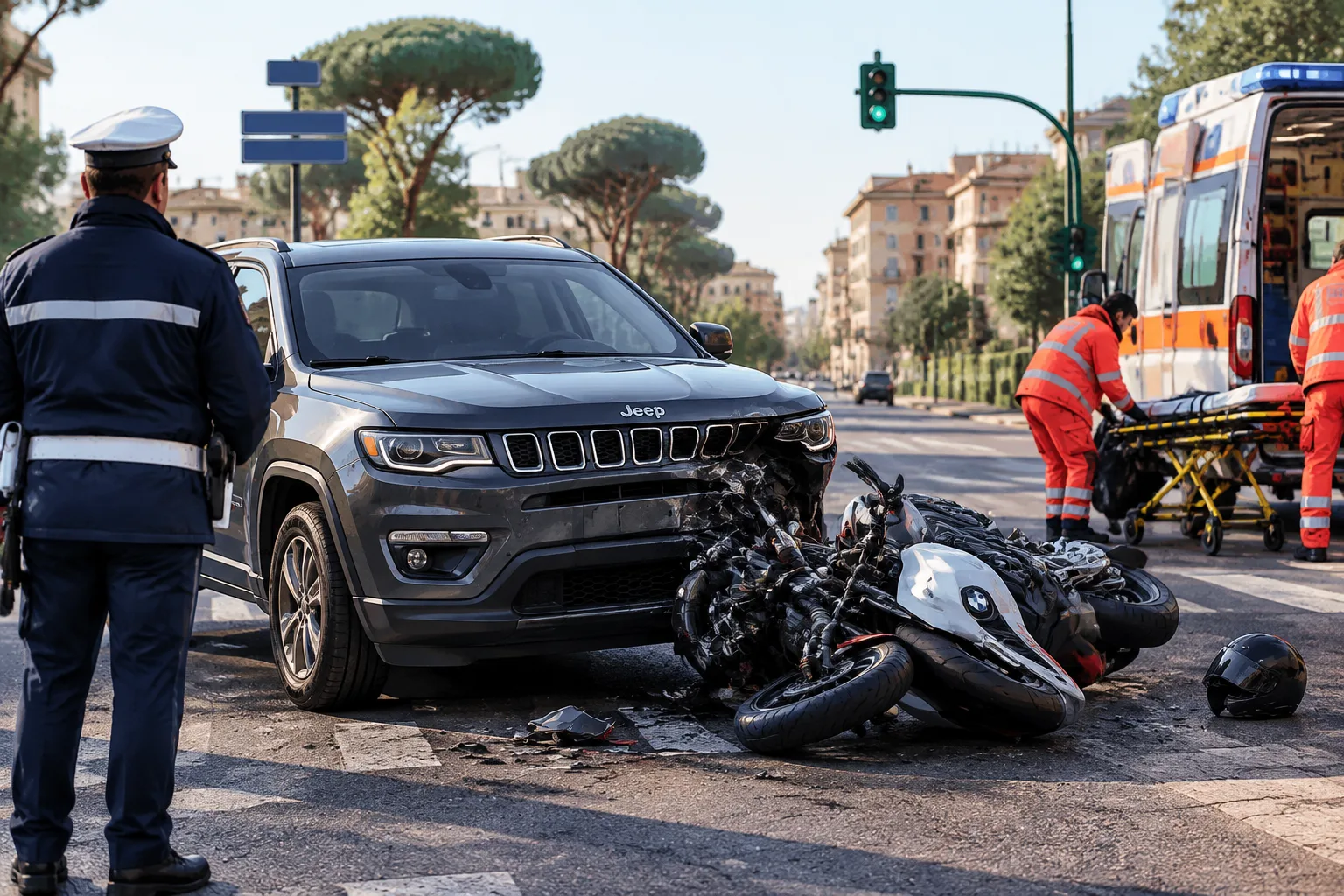 Scontro tra Jeep e moto in via Nomentana: ferito un 26enne