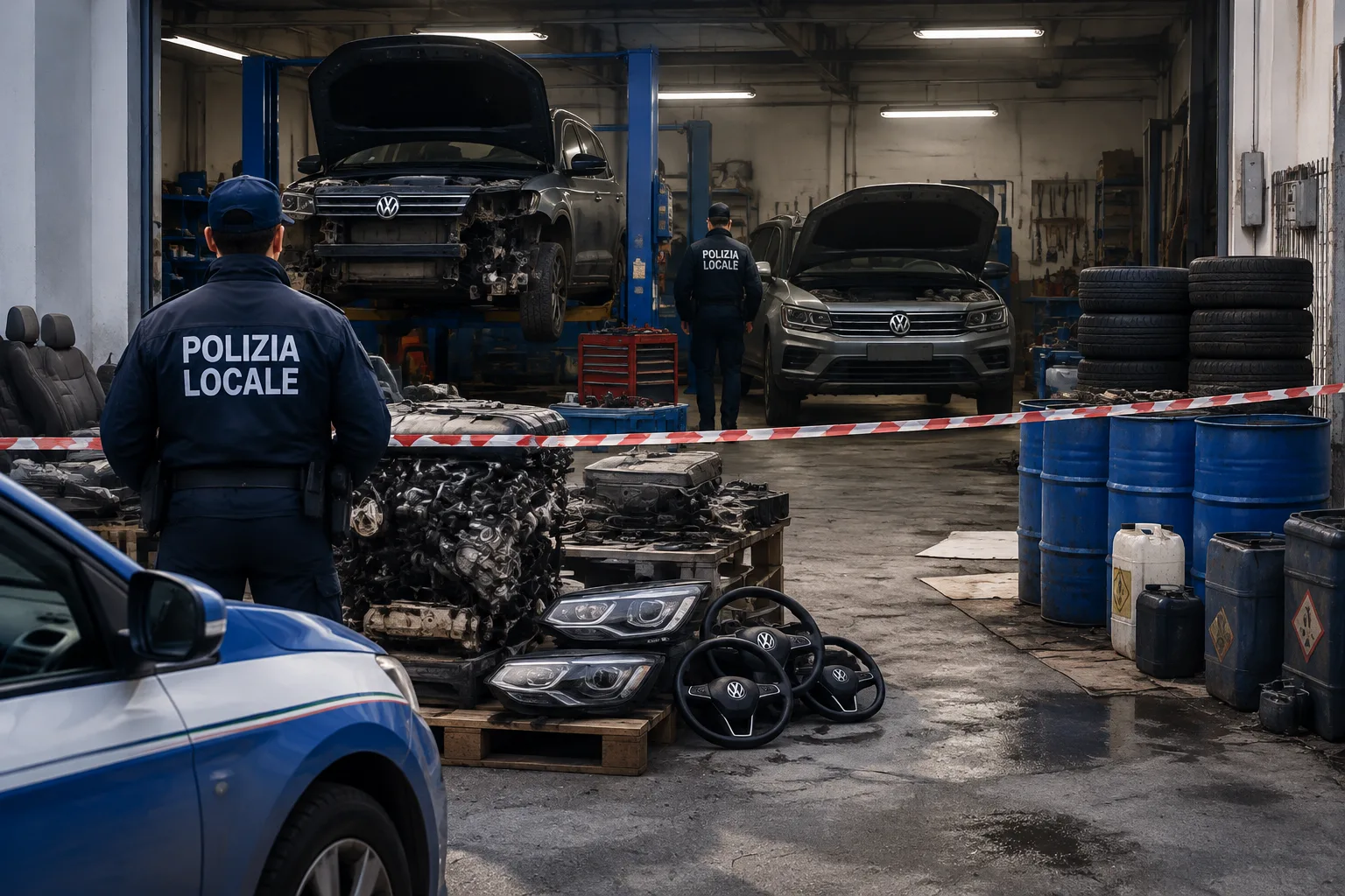 Borghesiana, scoperta officina abusiva per lo smontaggio di auto rubate: due arresti