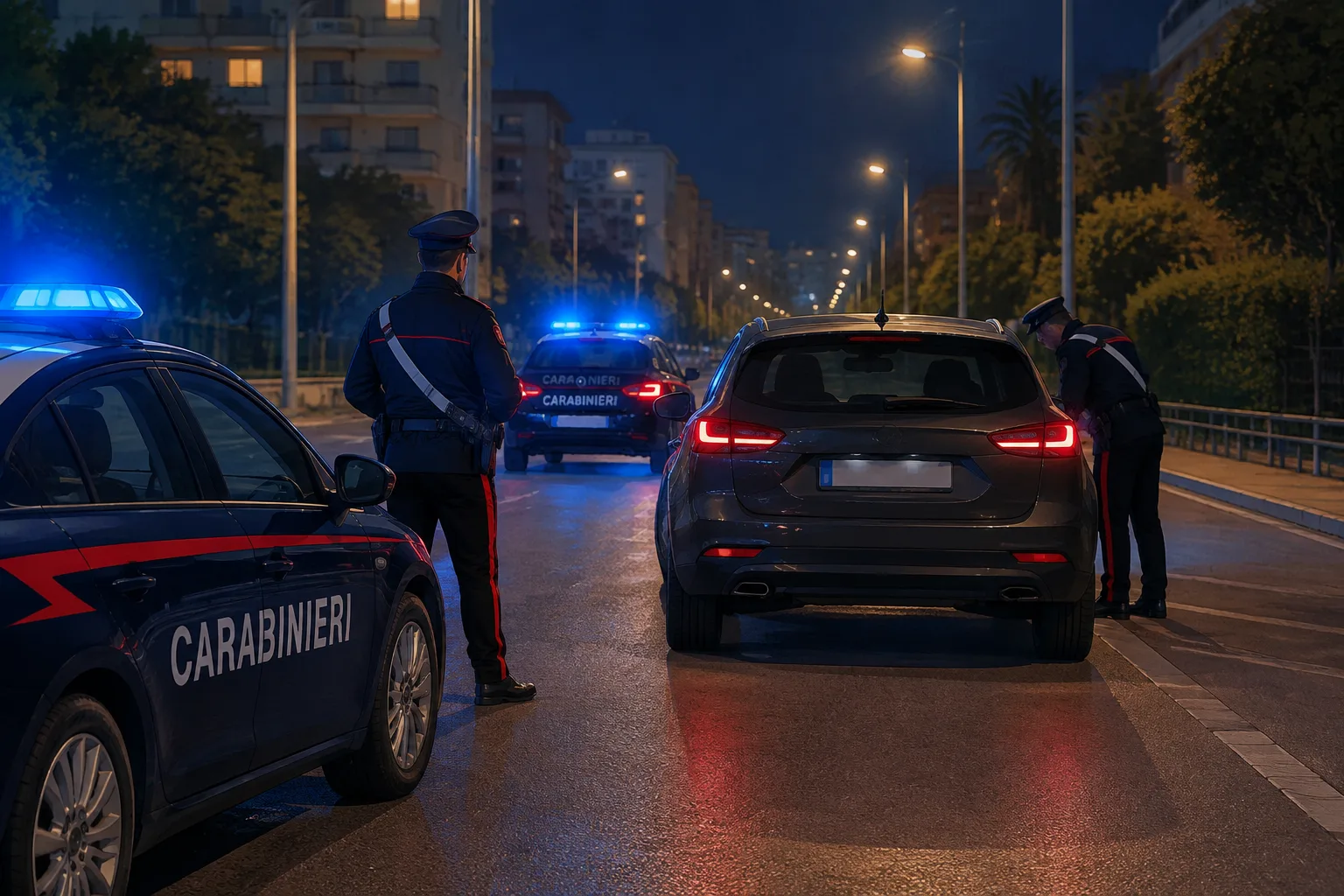 Inseguimento notturno a Bari: auto bloccata in viale Tatarella