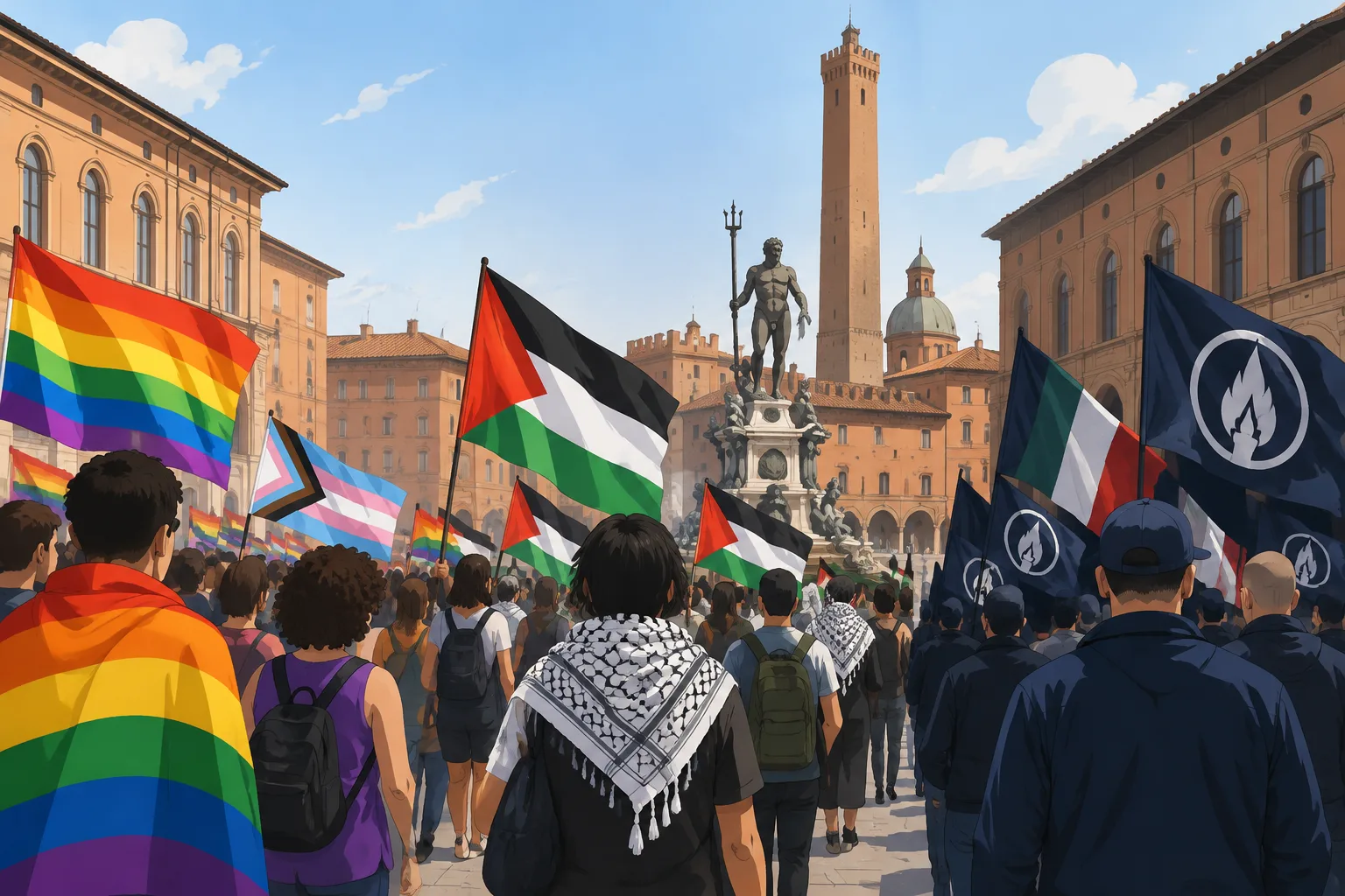 Sabato 10 ottobre a Bologna: Pride, corteo per la Palestina e raduno della Rete dei Patrioti