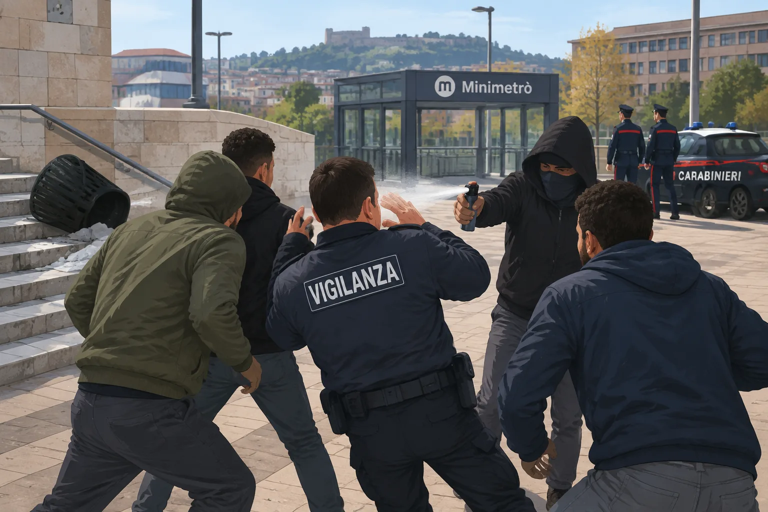 Fontivegge: vigilante della One aggredito con spray al peperoncino in Piazza del Bacio