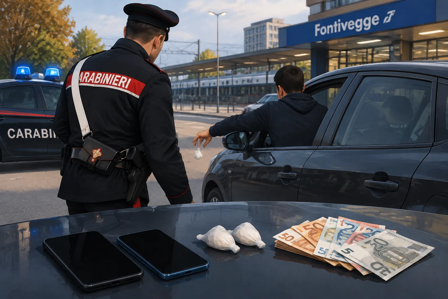 Lancia dal finestrino un involucro con cocaina: arrestato a Fontivegge