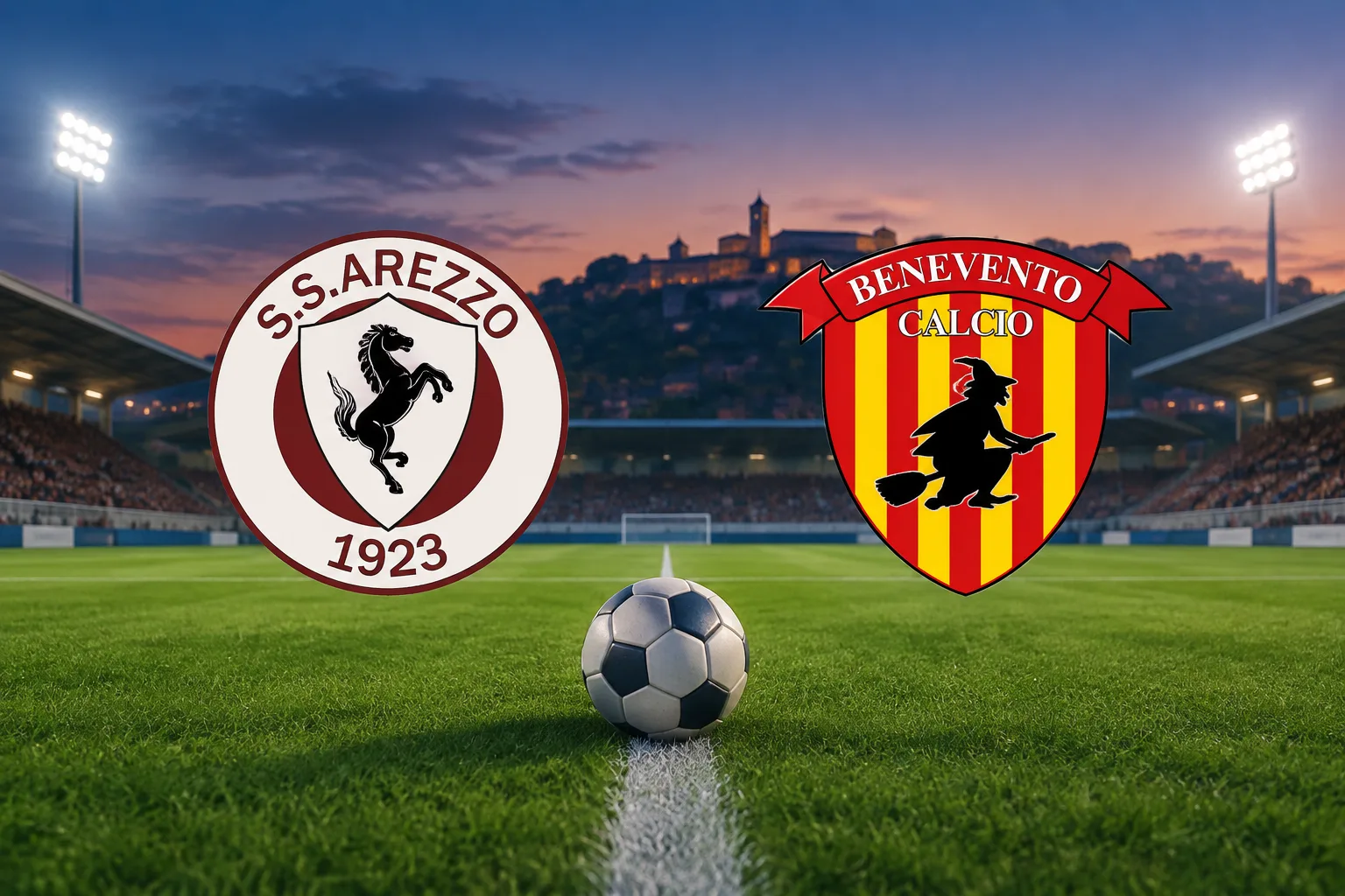 Serie B: stasera Arezzo–Benevento in programma alle 19:30