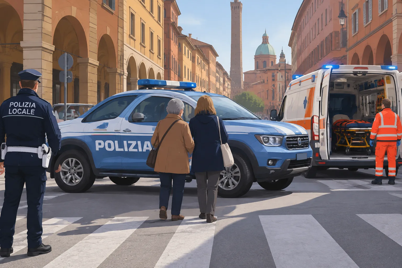 Due donne investite da una camionetta della polizia in centro a Bologna