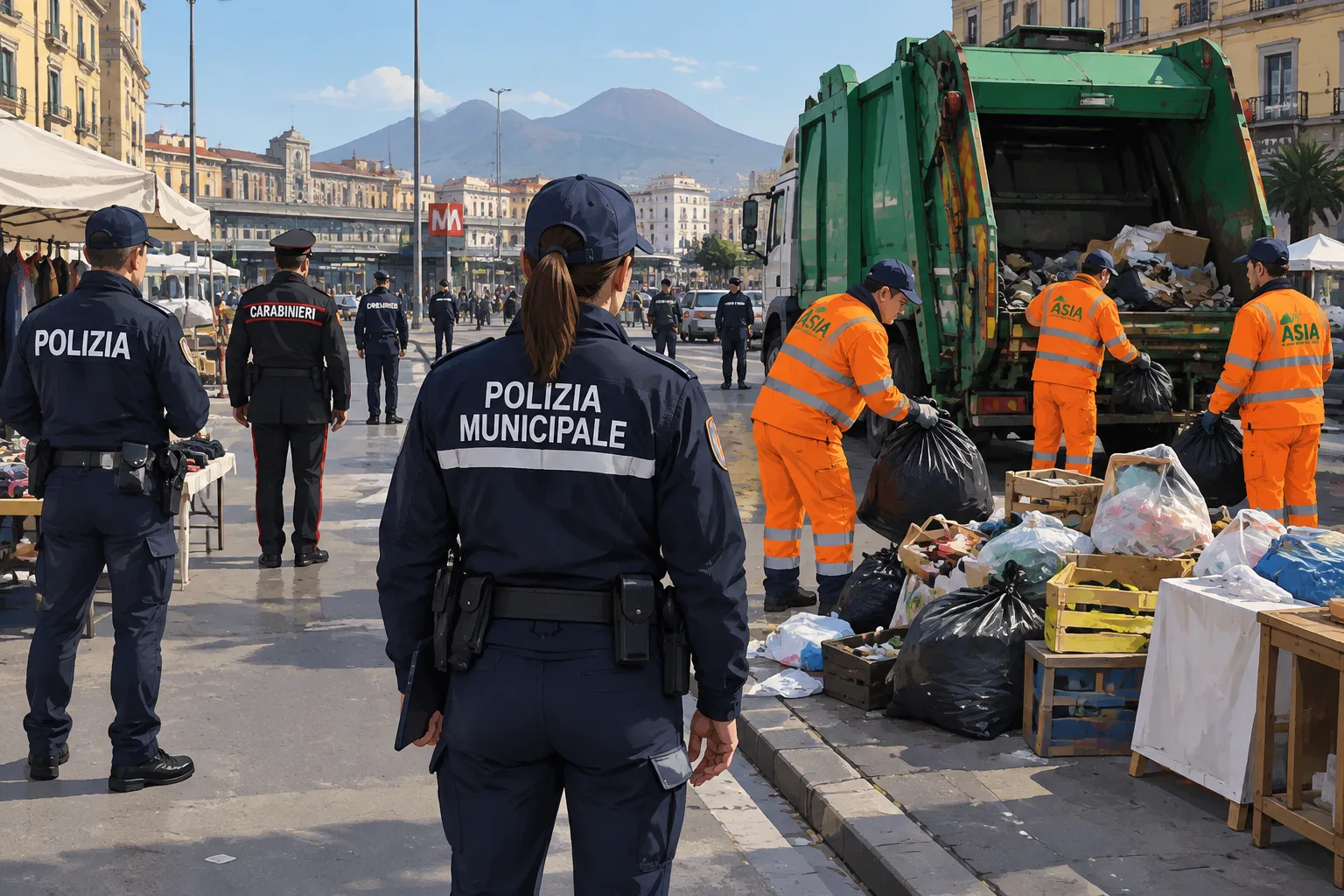 Controlli a via Nolana e Piazza Garibaldi: rimossi circa 1.000 kg di rifiuti