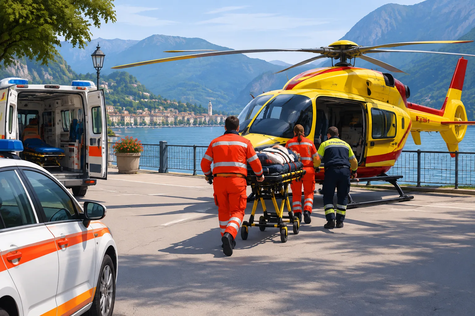 Malore sul lungolago di Idro: turista austriaco di 63 anni trasportato in elisoccorso