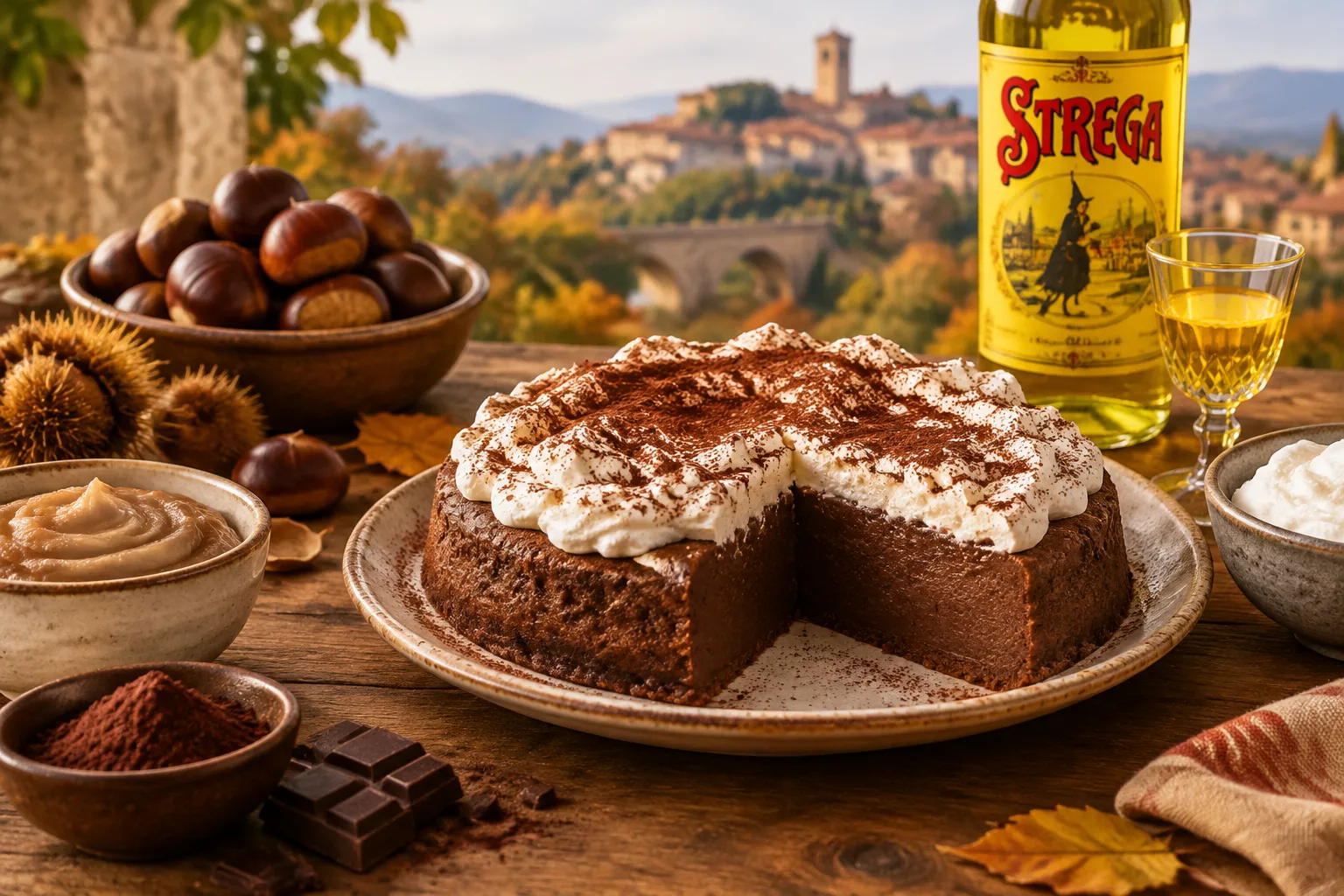 Il castagnaccio ‘alla sannita’: castagne, cacao e il tocco del liquore Strega
