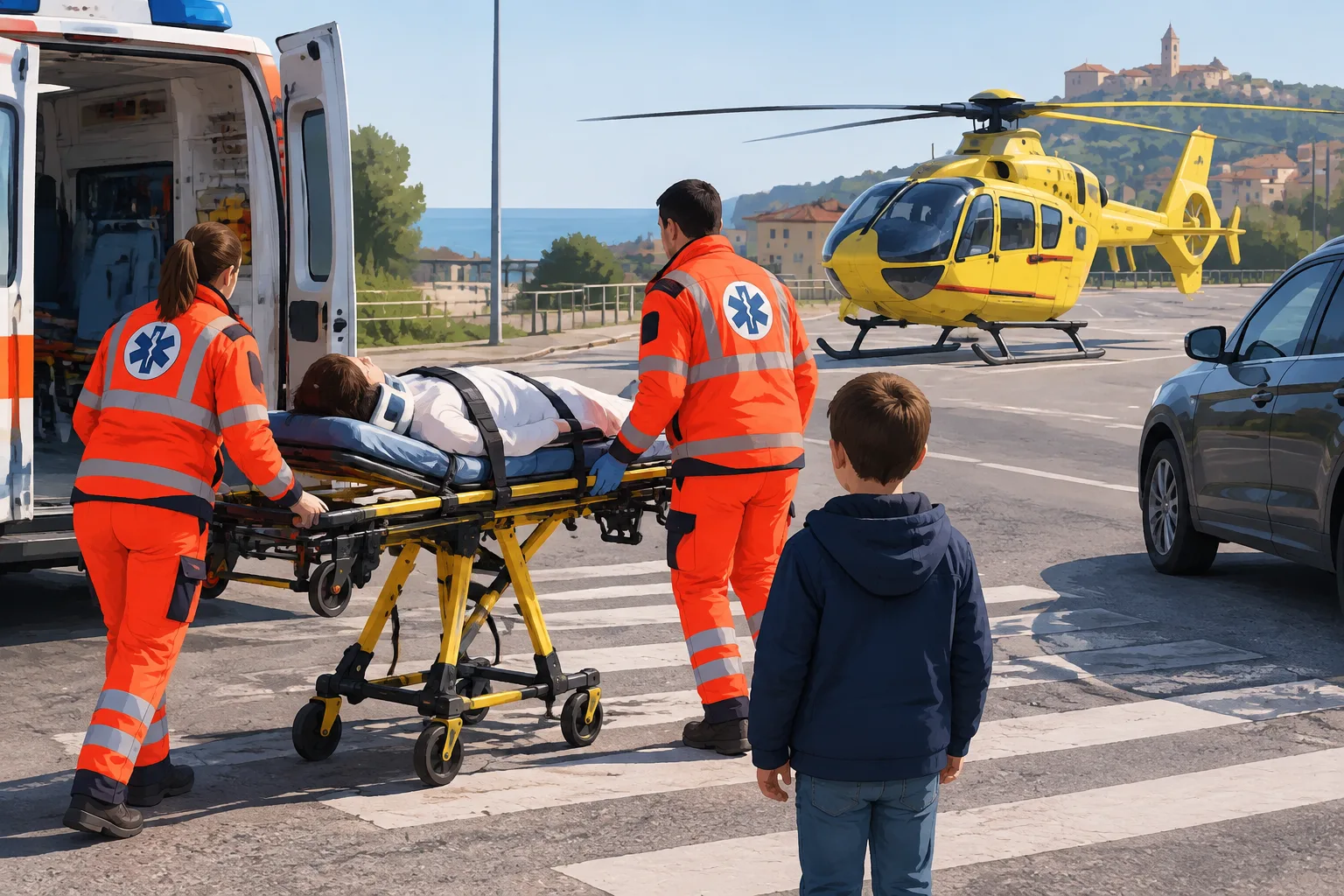 Donna di 29 anni investita a San Costanzo: trasferita in eliambulanza a Torrette