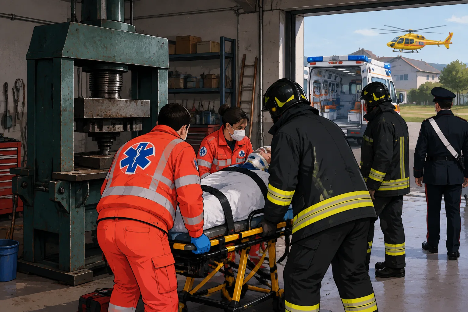 Lonato, 59enne trasportato al Civile in condizioni gravissime dopo essere stato schiacciato da una pressa