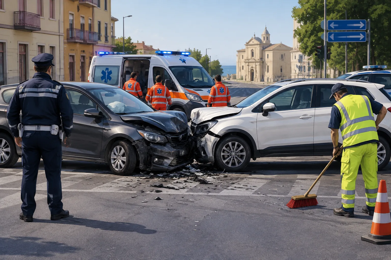 Incidente a Siracusa: scontro tra due auto all'incrocio tra via Monteforte e via Sturzo