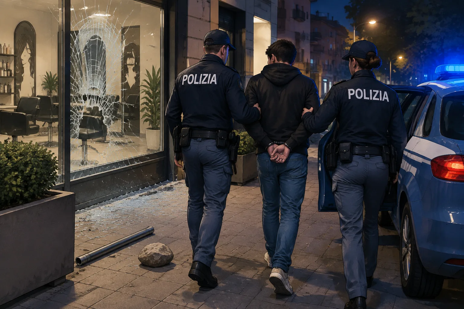 Tentato furto a San Basilio: 26enne fermato dopo aver preso a colpi la vetrina con un tubo e un sasso