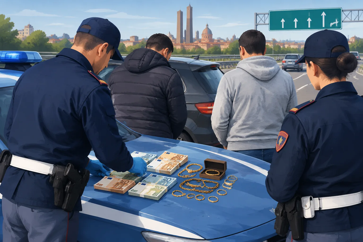 Sulla tangenziale di Bologna due denunciati per ricettazione: sequestrati 5.000 euro e gioielli