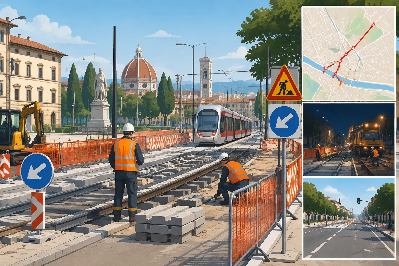 Tramvia per Bagno a Ripoli: nuova fase di cantieri in piazza Beccaria, viale Giannotti e viale Europa