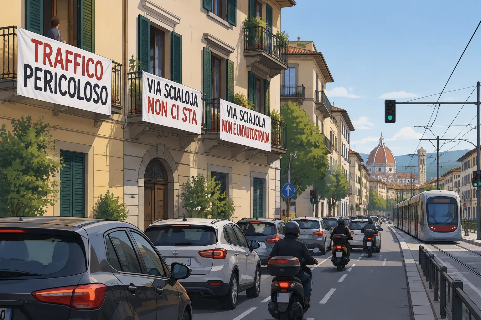 Striscioni in via Scialoja: residenti contro la nuova viabilità legata alla tramvia