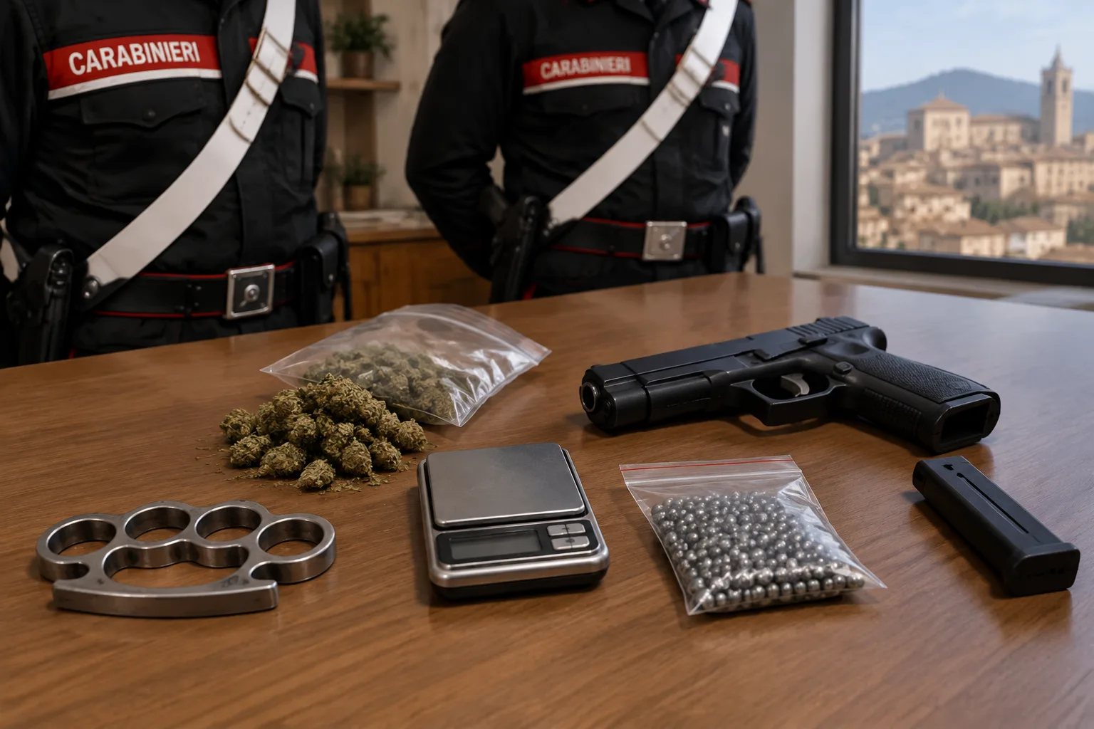 Perugia, denunciati due giovani: sequestrati un tirapugni e una pistola ad aria compressa