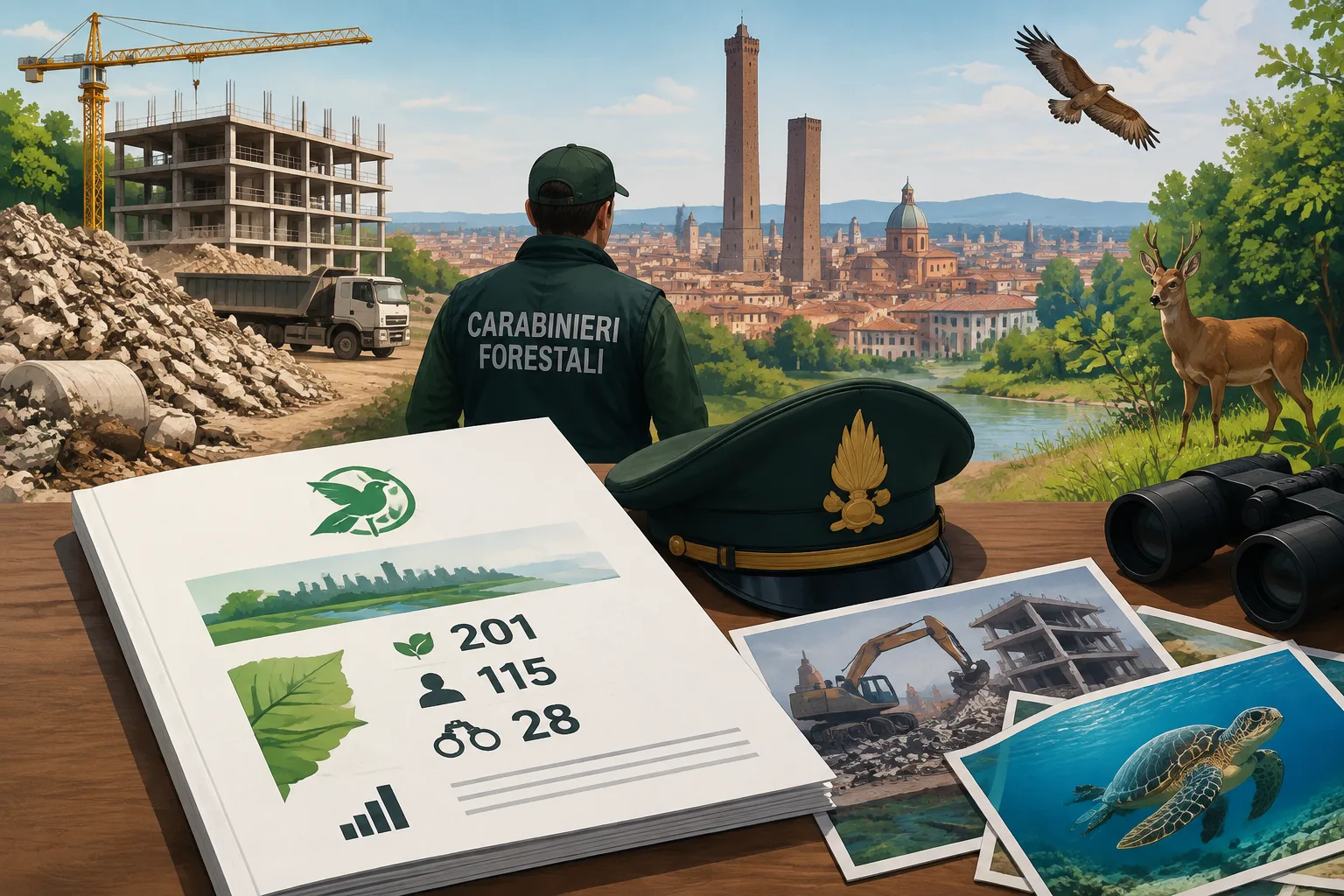 Ecomafia: a Bologna 201 reati ambientali accertati nel 2025, 115 denunce e 28 arresti