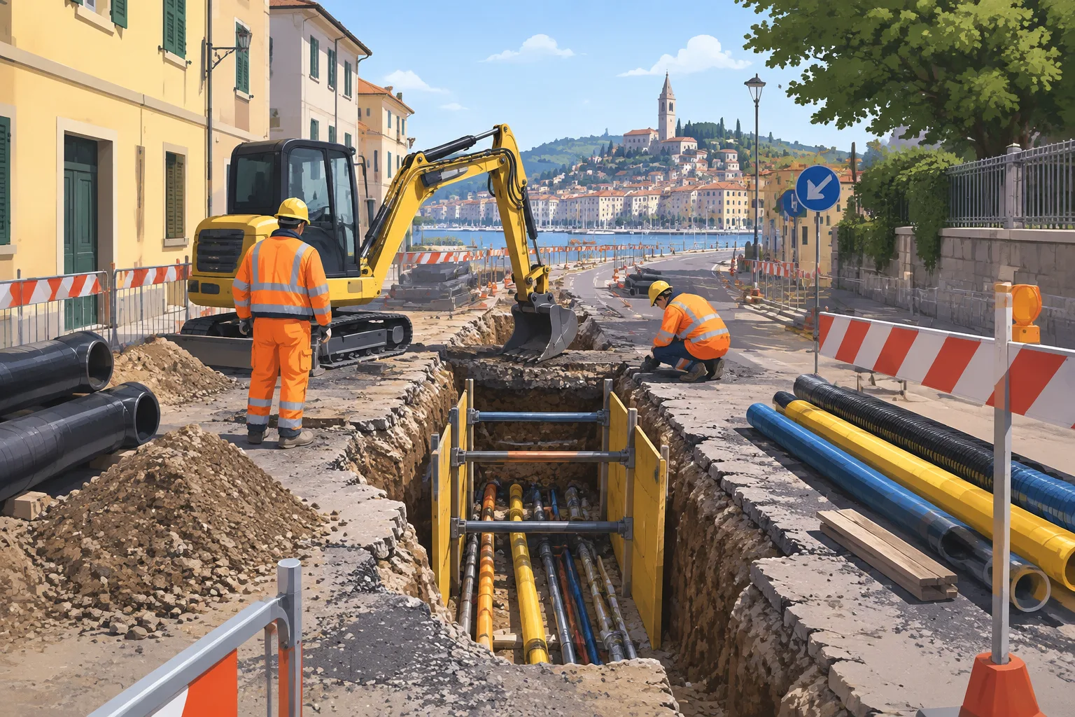 Muggia, proseguono i lavori di ripristino del Fugnan in via Mazzini