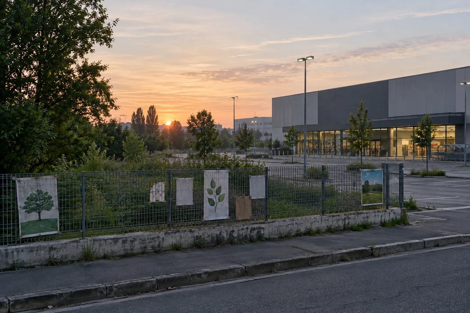 Manifesti di Extinction Rebellion sulla sede Conad di via Michelino a Bologna