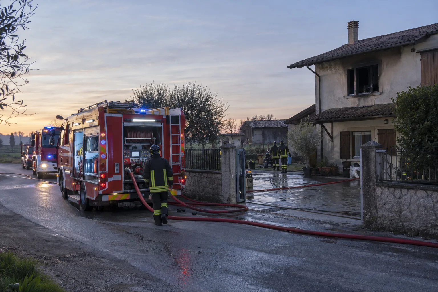 Incendio in un'abitazione a Trenzano: intervento dei vigili del fuoco nella notte