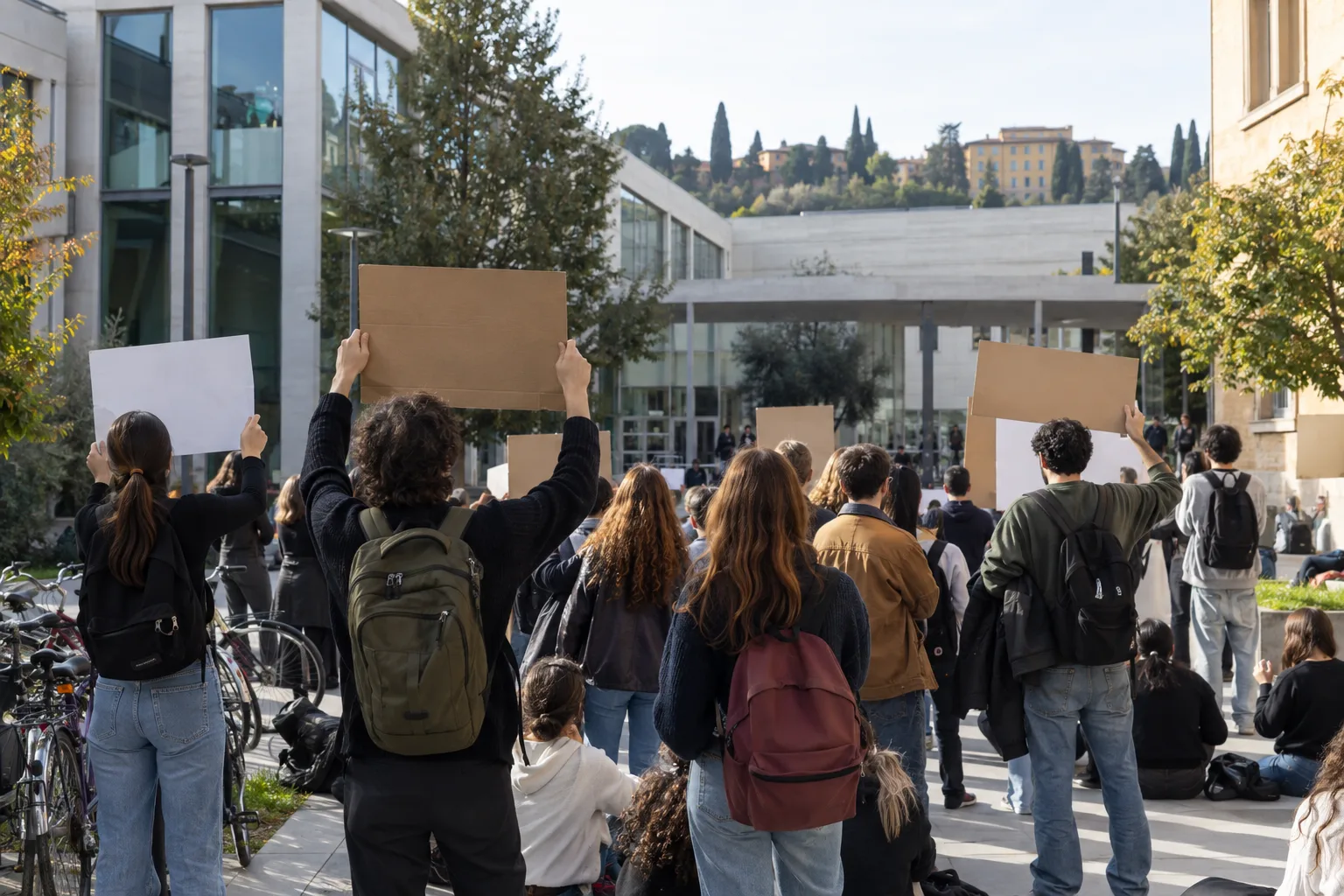Studenti a Firenze protestano contro gli studentati privati: flashmob al Campus di Novoli
