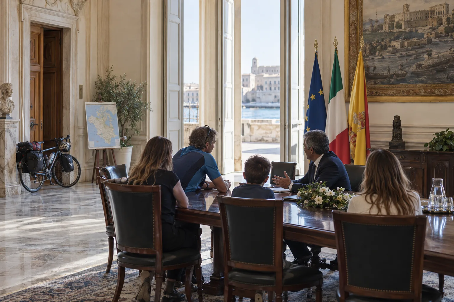 Sindaco riceve a Palazzo Vermexio un ciclista testimonial delle malattie rare e la famiglia di un bambino con Tay‑Sachs