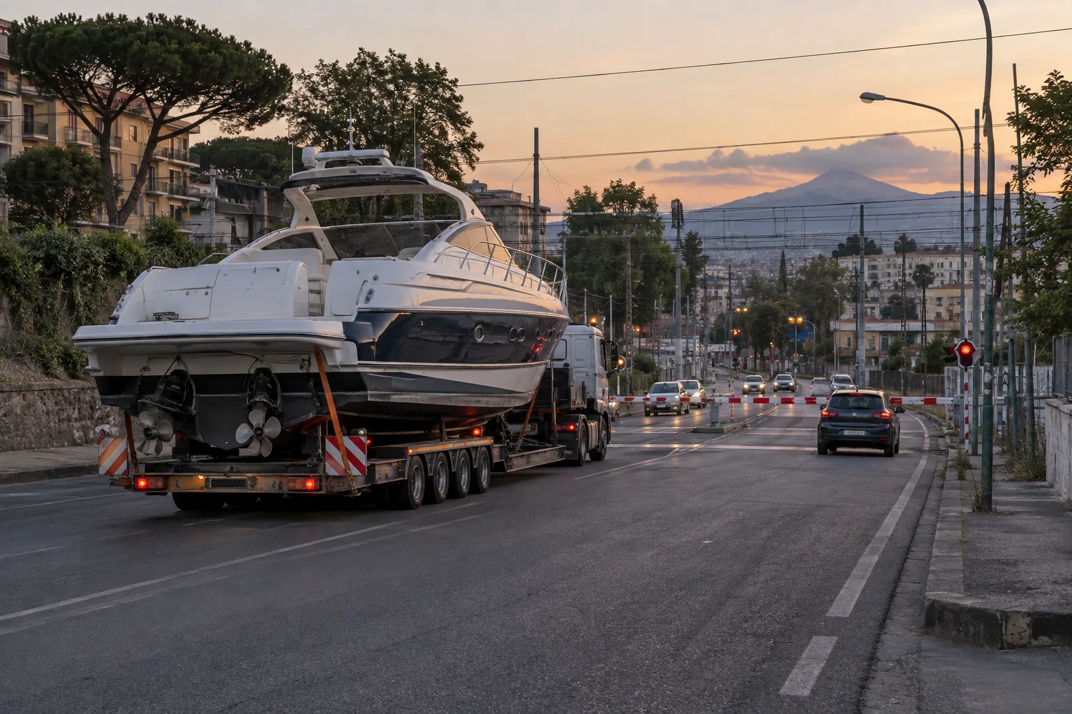 Barca trasportata ostruisce la carreggiata in via Nuova Agnano: rallentamenti alla circolazione