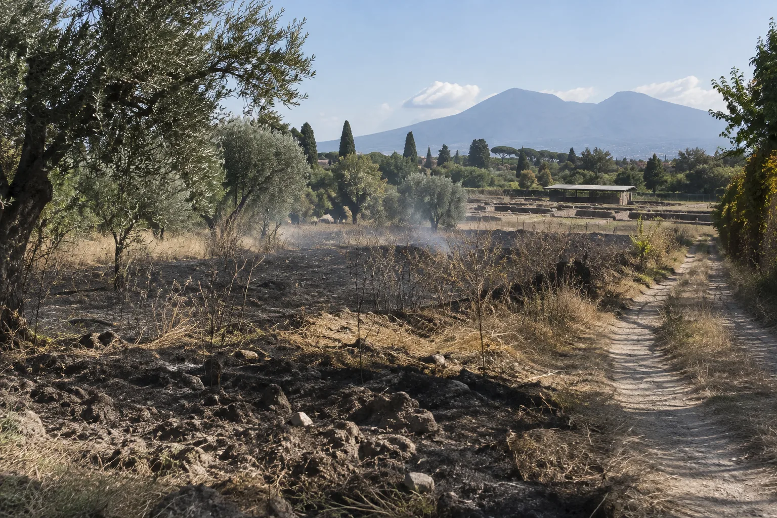 Fiamme vicino al sito di Longola a Poggiomarino: domato un incendio in terreno privato