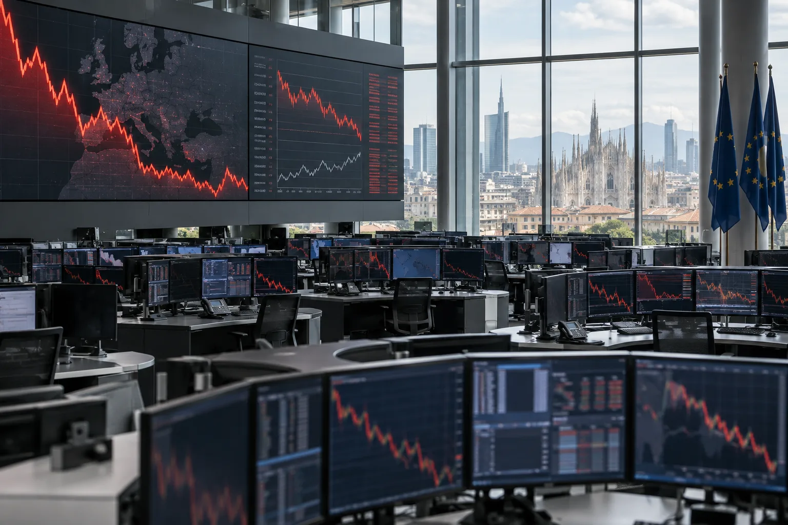 Borse europee in forte calo, Piazza Affari la peggiore trascinata dalle banche