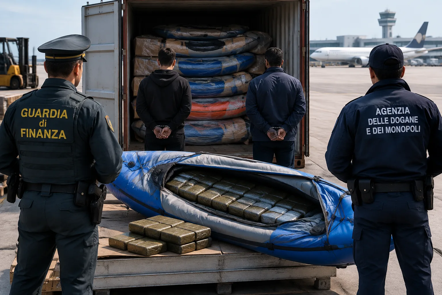 Fiumicino, 210 kg di hashish nascosti in kayak gonfiabili: due arresti