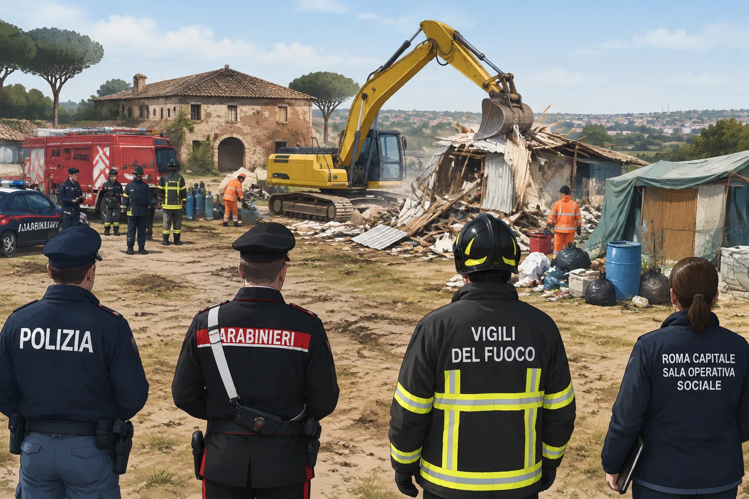 Sgombero alla Vaccheria Sbardella: demoliti 15 manufatti e restituita l’area alla proprietà