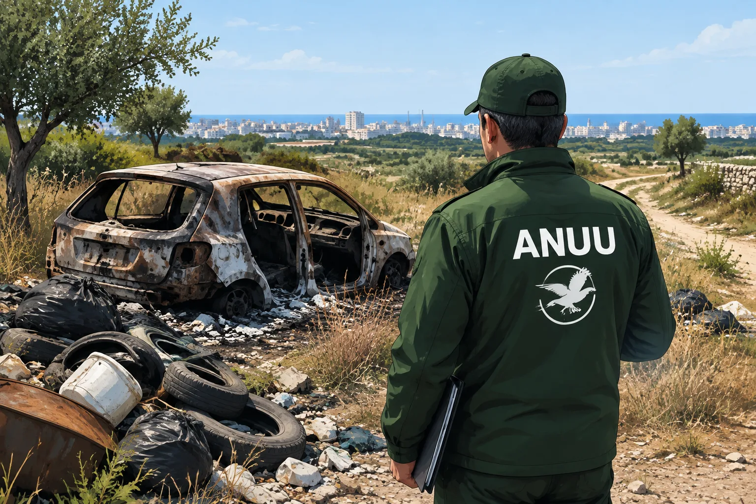 Campagne di Bari, carcasse di auto bruciate e rifiuti: Anuu segnala nuove criticità