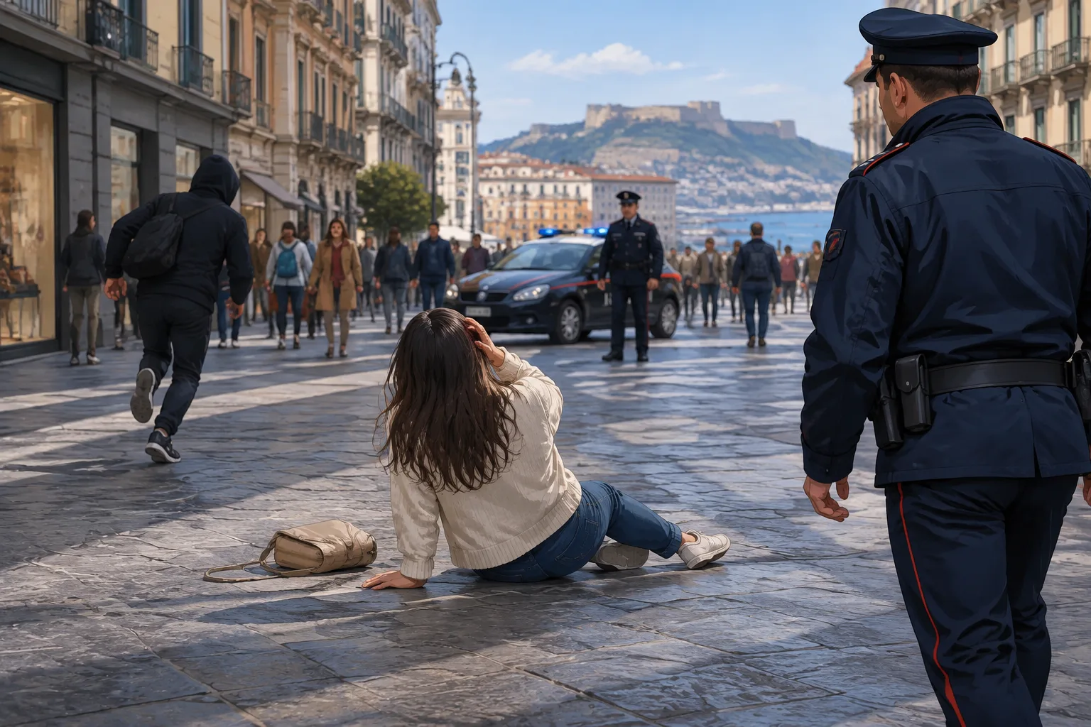 Turista ferita a corso Umberto I dopo una rapina: prefettura annuncia più controlli