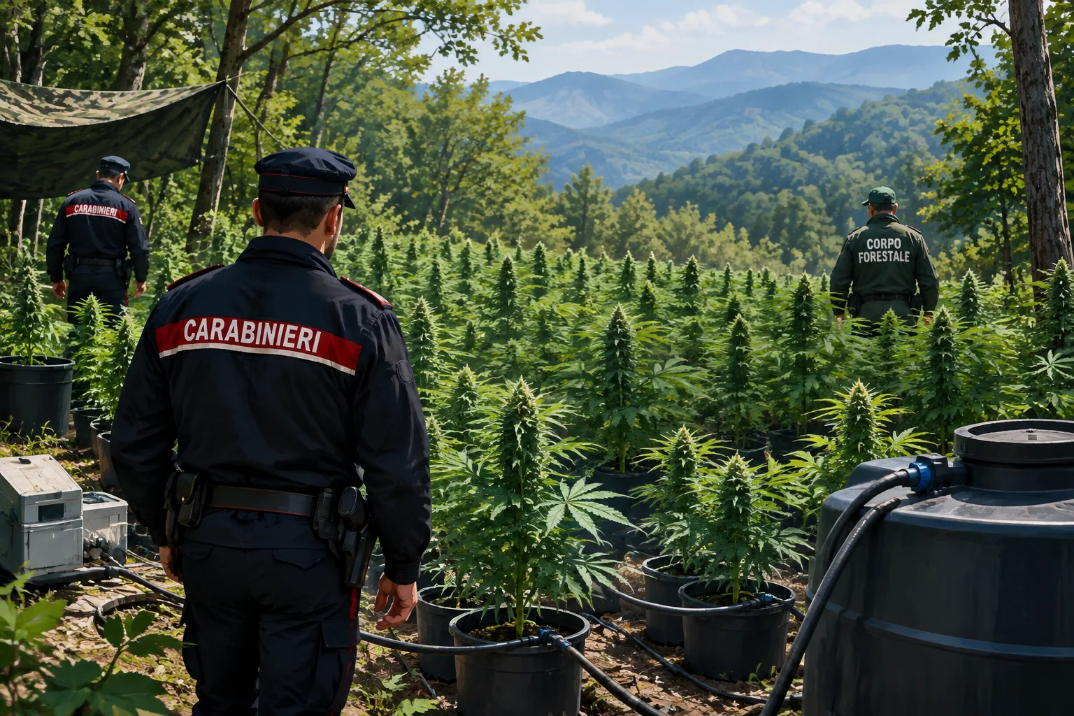 Loiano: nei boschi dell'Appennino scoperta una piantagione con oltre 600 piante di marijuana