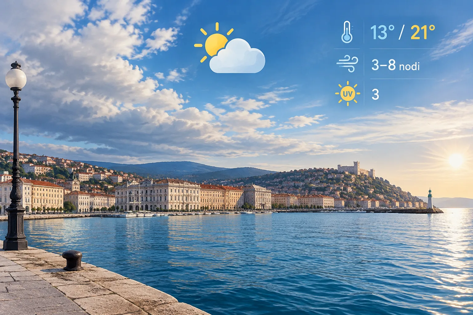 Trieste: cielo variabile e temperature sopra la media, le previsioni di oggi