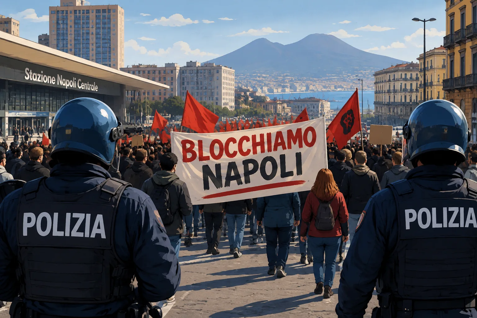 A Napoli corteo contro il caro‑vita: partenza da piazza Garibaldi e forze dell'ordine in allerta