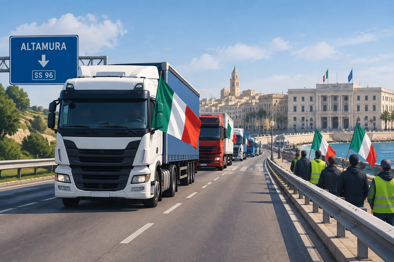 Autotrasportatori in corteo da Altamura a Bari: presidio davanti alla Presidenza della Regione