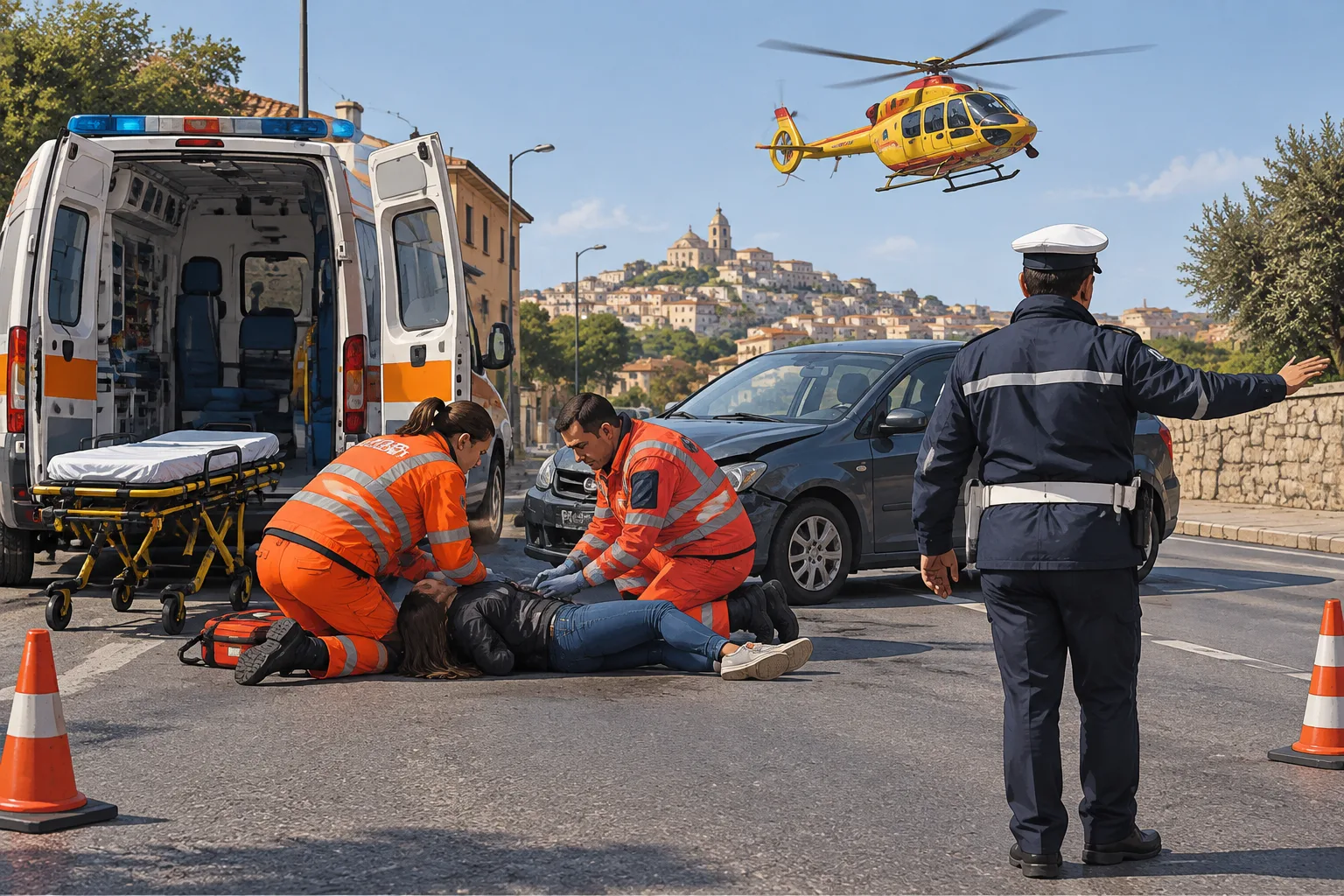 Francofonte: giovane donna soccorsa in via Armando Diaz e trasferita in elisoccorso a Catania