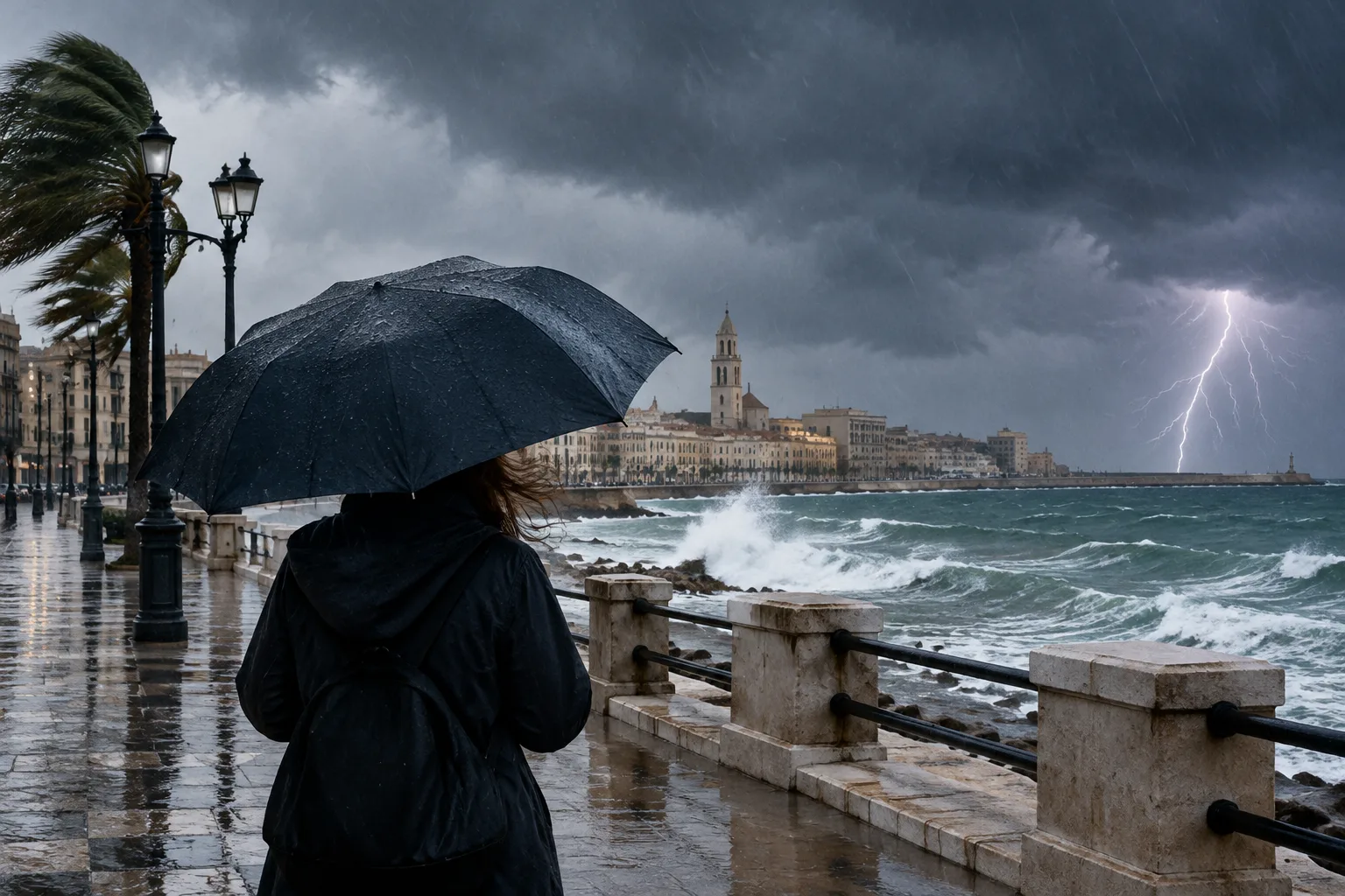 Allerta meteo per Bari e provincia: vento, temporali e rischio pioggia il 21 ottobre