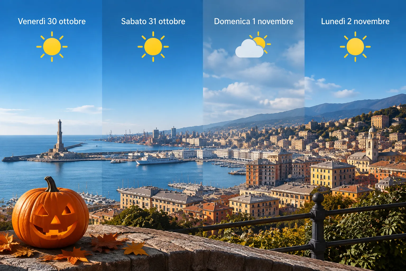 Genova: weekend di Halloween tra sole e variabilità, domenica più incerta secondo 3BMeteo