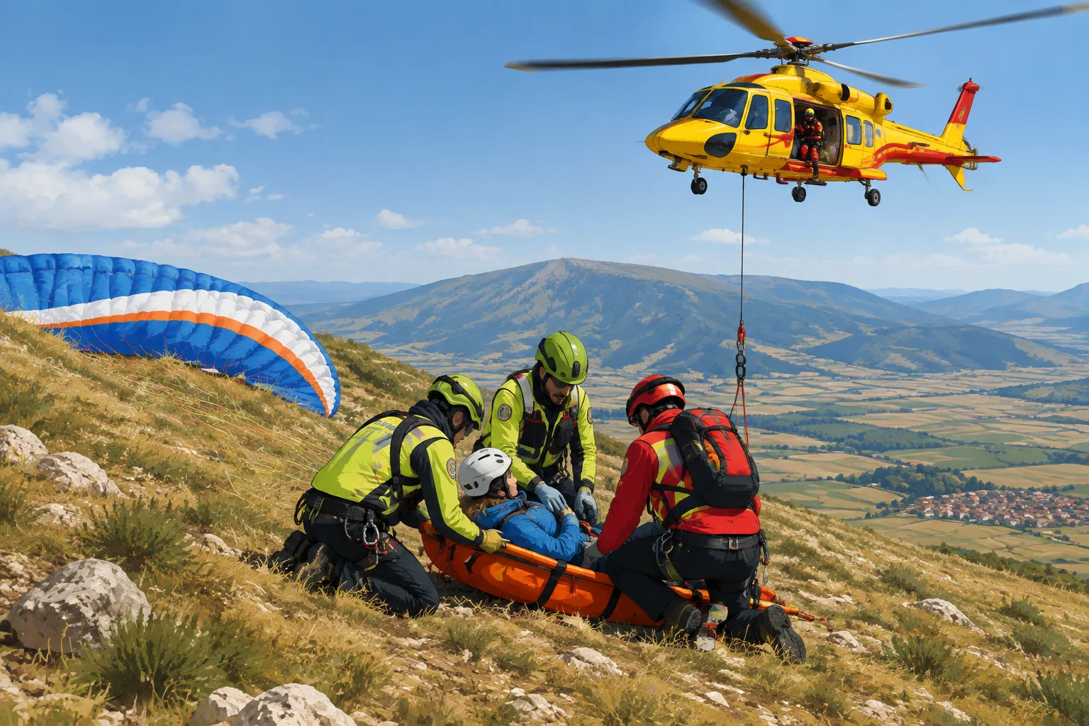 Parapendista soccorsa a Castelluccio di Norcia e trasferita in elisoccorso a Terni