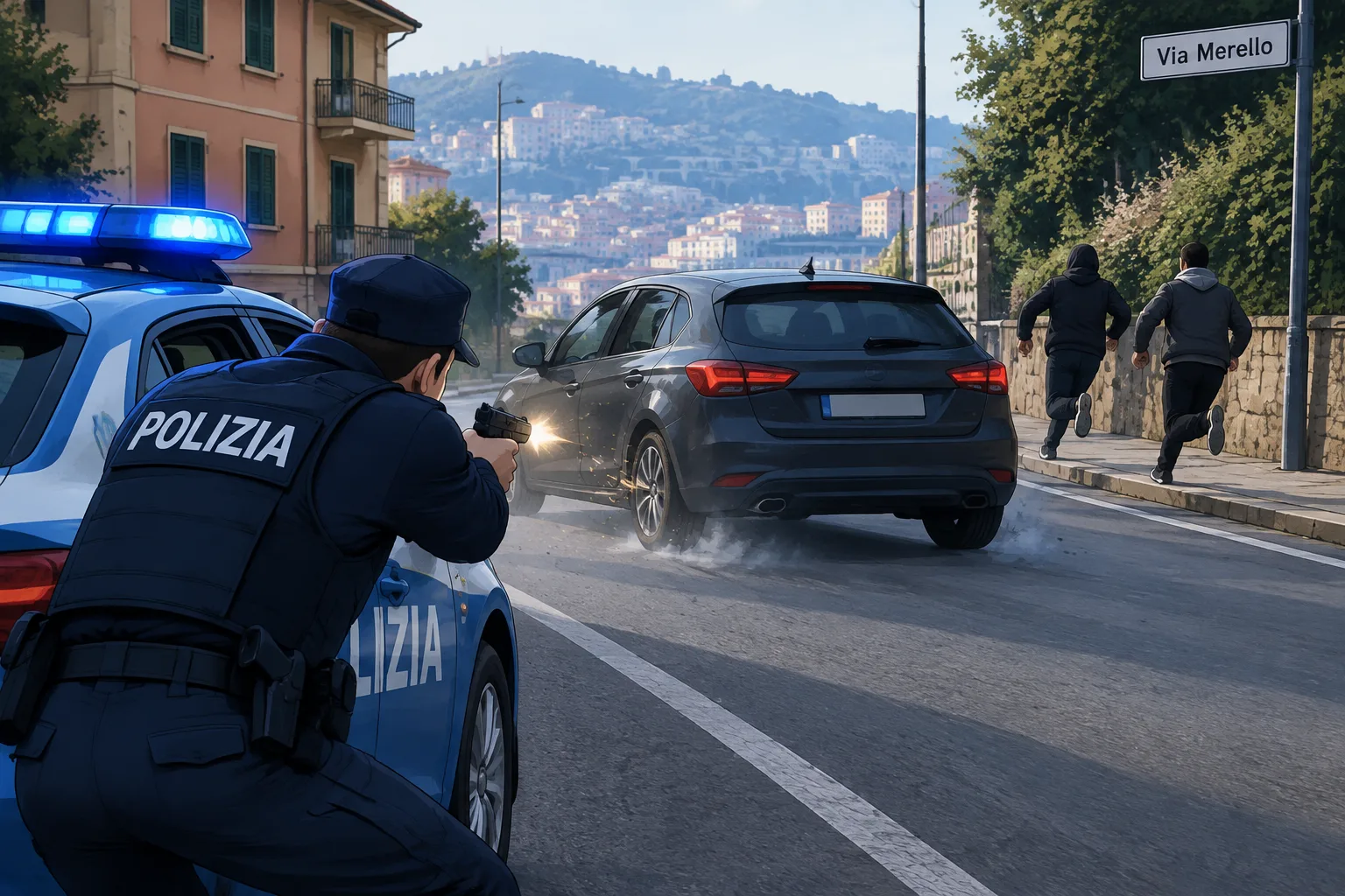 Molassana: tentata truffa agli anziani, inseguiti dalla polizia cercano di investire un agente; esplosi colpi per fermarli