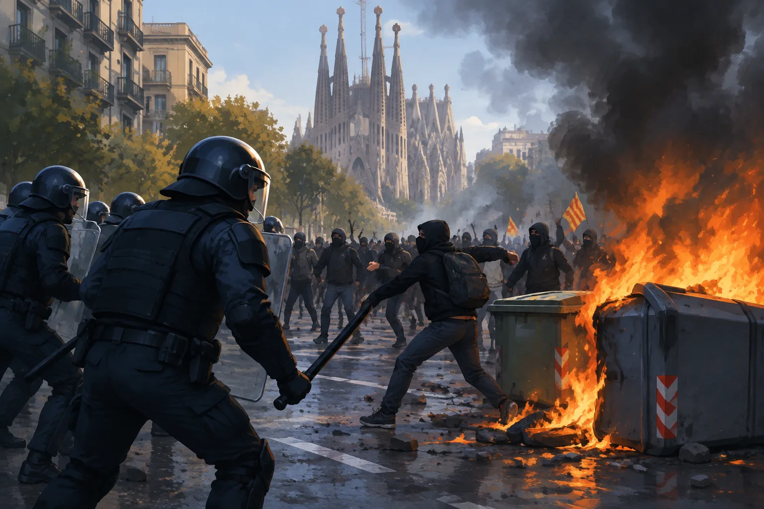 Scontri a Barcellona, proteste europee coinvolgono anche città italiane