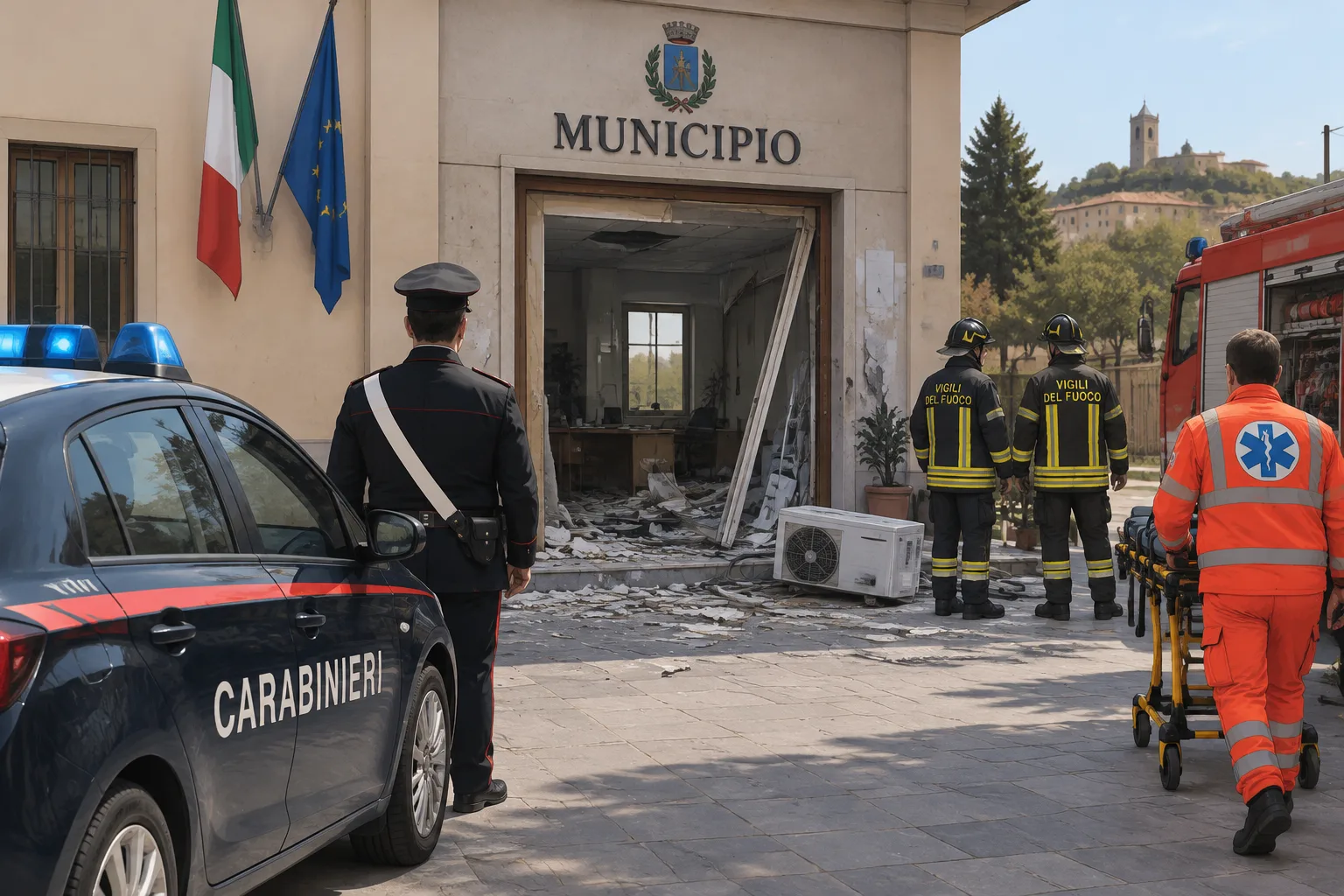 Scoppio di un condizionatore negli uffici comunali di Montelibretti: due feriti