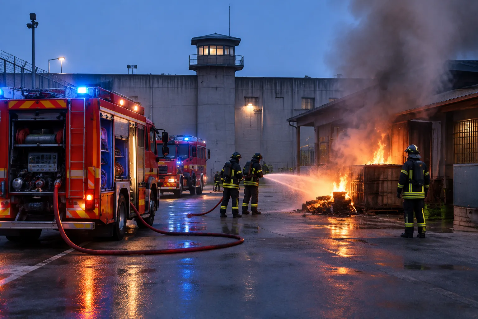 Incendio fuori da un laboratorio del carcere di Bollate: vigili del fuoco intervenuti